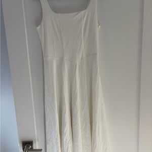 Amazon White Midi Dress with Square Neckline